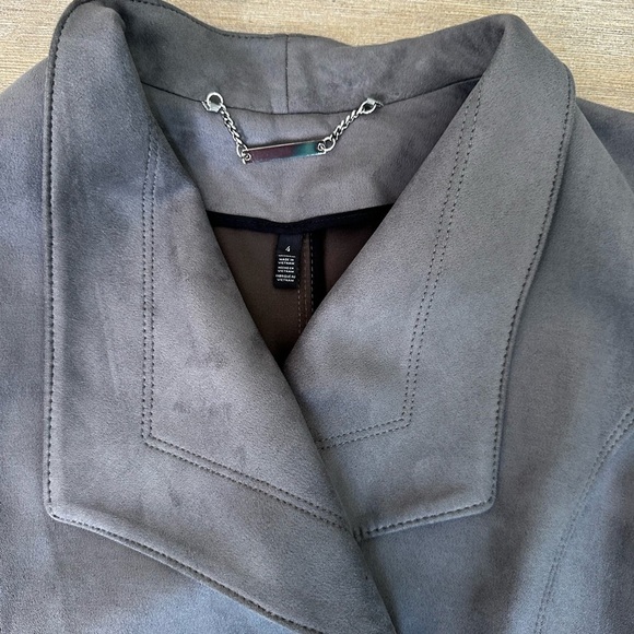 White House black market sueded Gray Double-Breasted Jacket 4 EUC - Picture 3 of 7